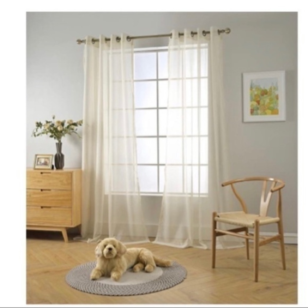 MIUCO 2 Panels Grommet Textured Solid Sheer Curtains